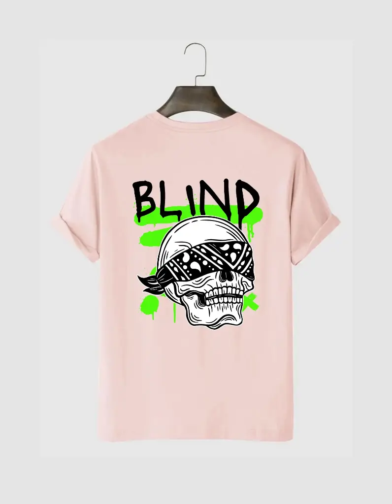 Blind Skull Printed Half Selves Cotton T-Shirt 