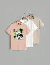 Front Printed Blind Skull Half Selves Cotton T-Shirt 