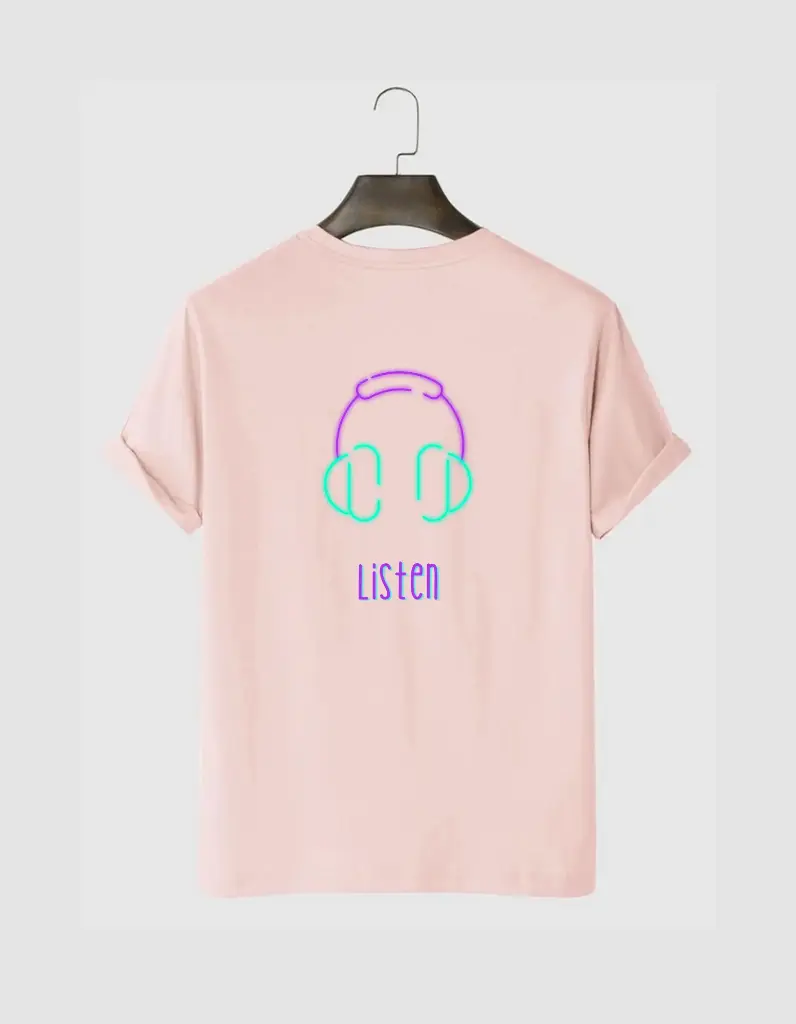 Neon Headphone Printed Half Selves Cotton T-Shirt