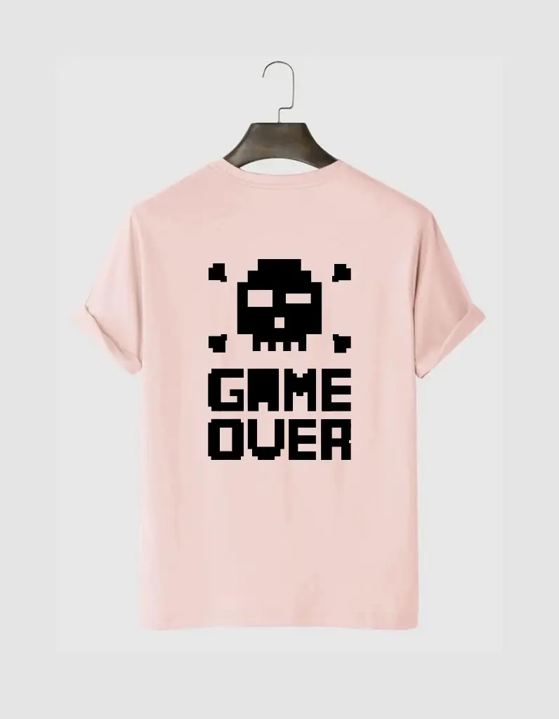 Game Over Printed Half Selves Cotton T-Shirt (6 Color Option)