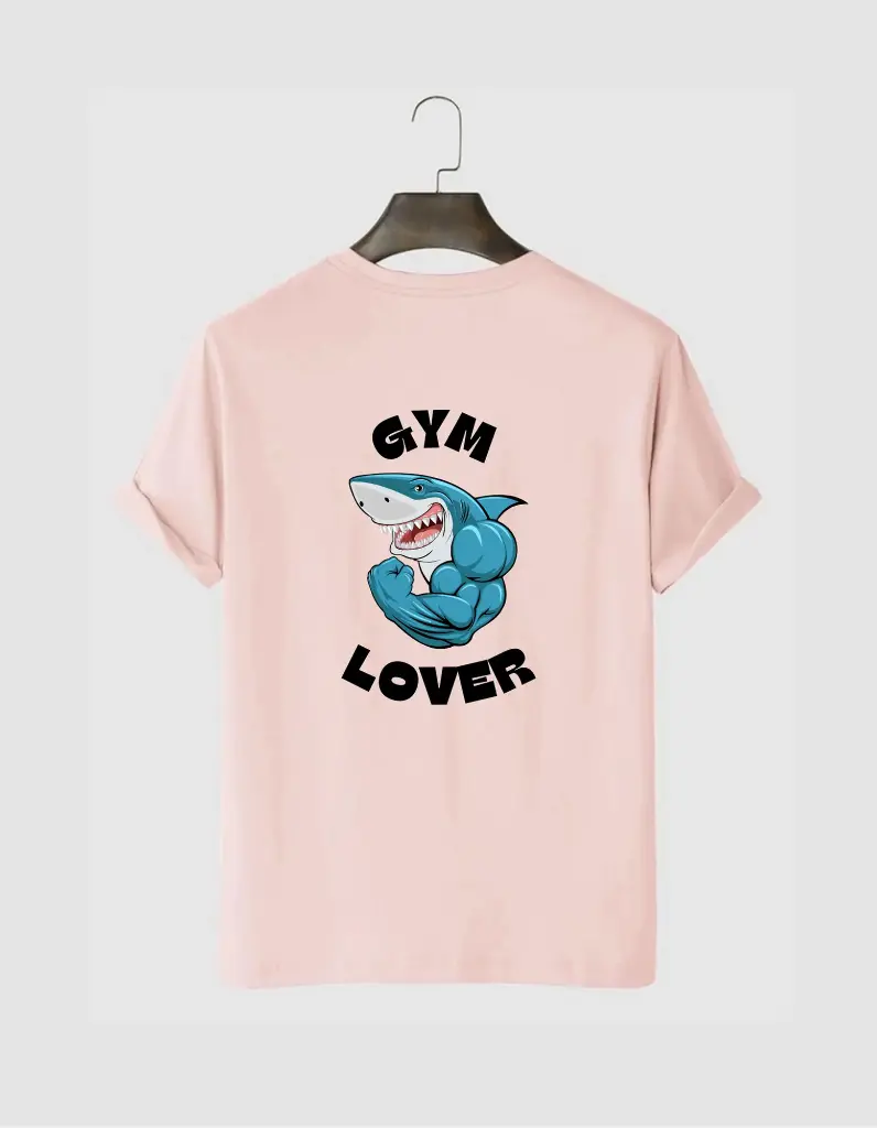 Shark GYM Lover Printed Half Selves Cotton T-Shirt Multi Color