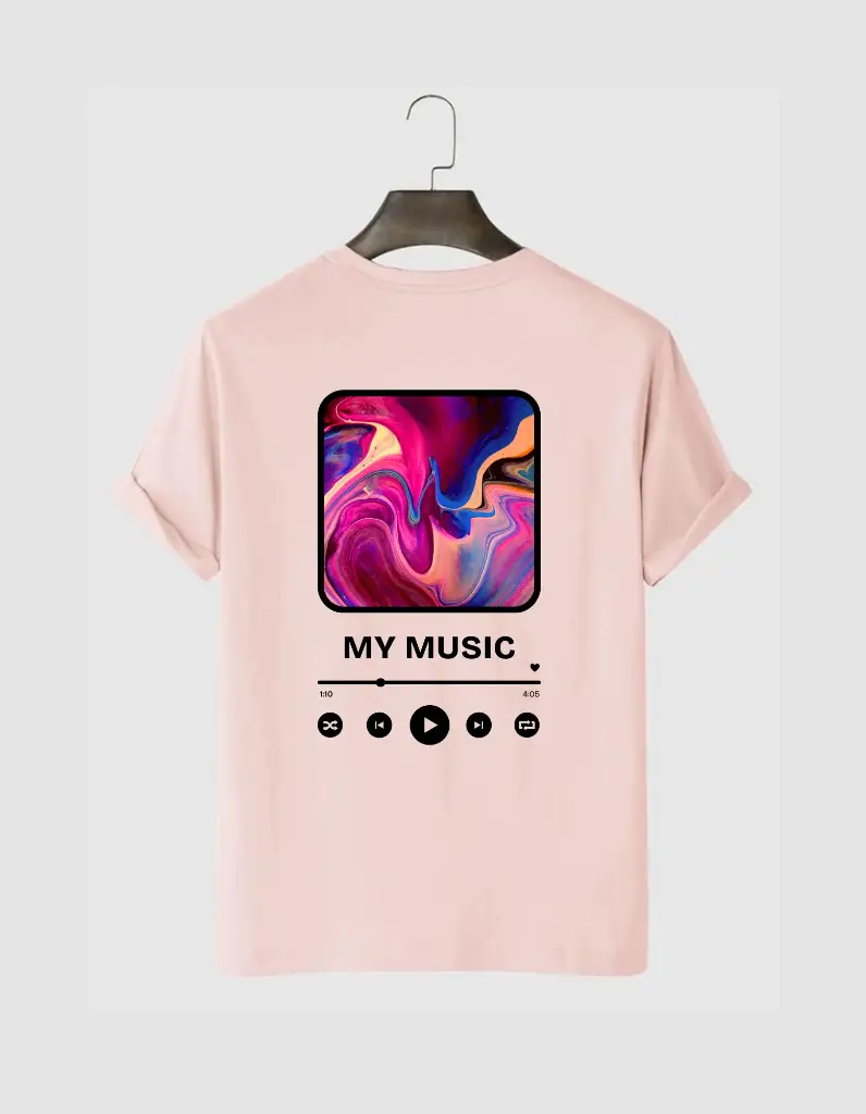 Music Screen Printed Half Selves Cotton T-Shirt, Multi Color Option