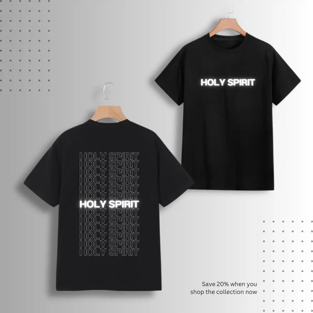 HOLY SPIRIT PRINTED BLACK COTTON T-SHIRT