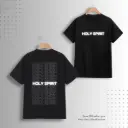 HOLY SPIRIT PRINTED BLACK COTTON T-SHIRT