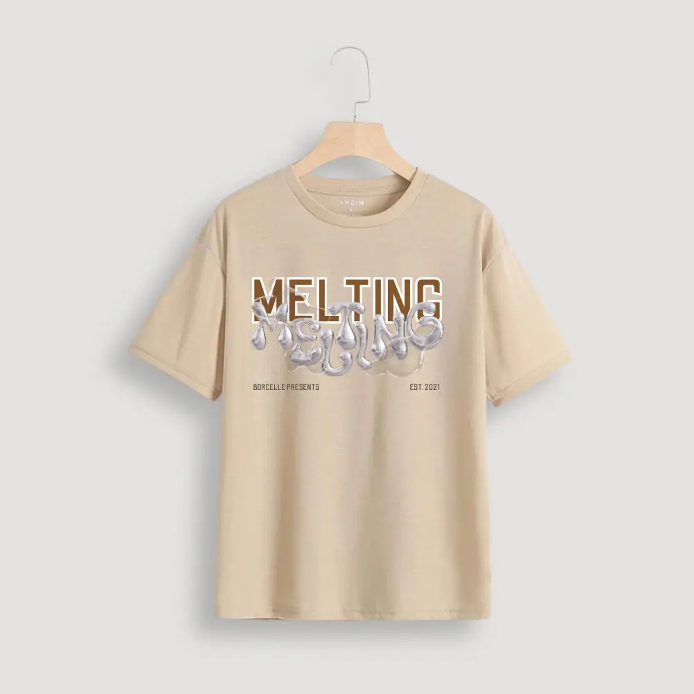 MELTING PRINTED PEACH COTTON T-SHIRT