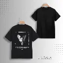 BACK PRINTED BLACK COTTON T-SHIRT