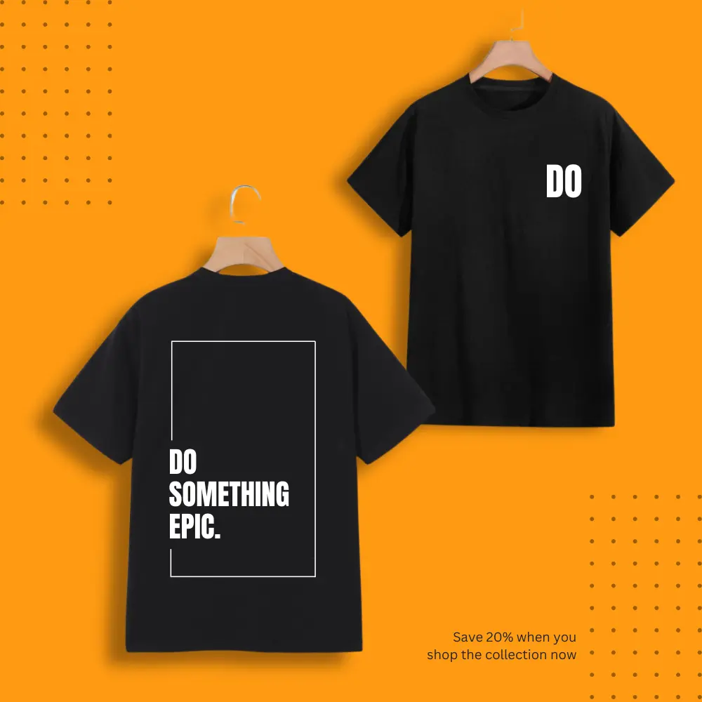 DO SOMTHING EPIC PRINTED BLACK COTTON T-SHIRT