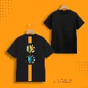 SUNGLASSIS PRINTED BLACK COTTON T-SHIRT