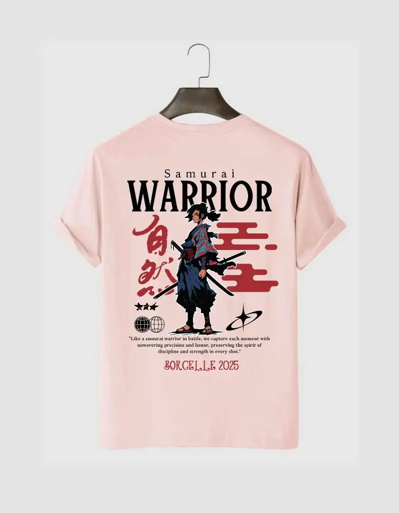 Warrior Anime Printed T-Shirt (5 Color with Black Text)