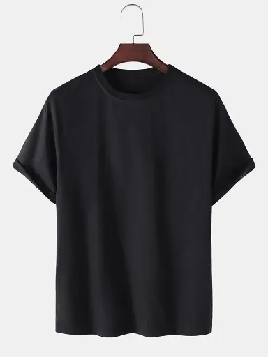 Black Cotton Half Silvis T-shirt(100% Cotton)