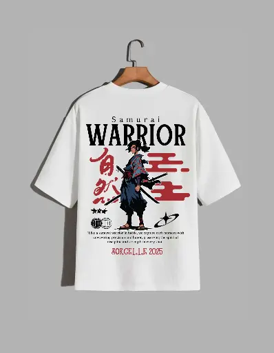 Warrior Anime Printed T-Shirt (5 Color with Black Text)