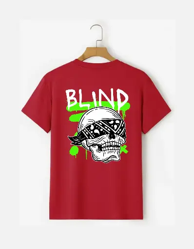 Blind Skull Printed Half Selves Cotton T-Shirt 