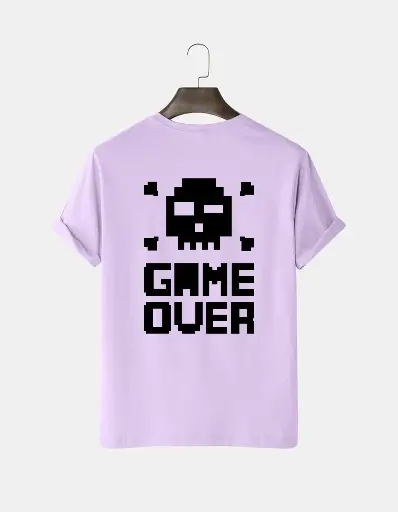 Game Over Printed Half Selves Cotton T-Shirt (6 Color Option)