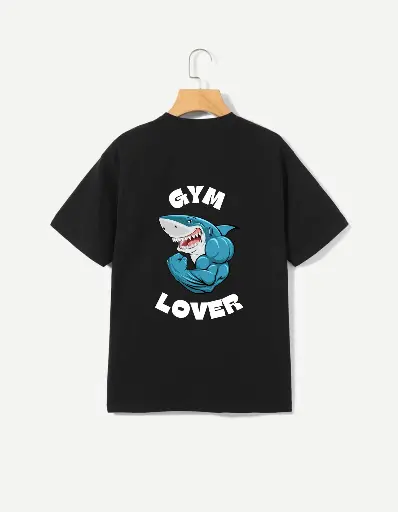 Shark GYM Lover Printed Half Selves Cotton T-Shirt Multi Color