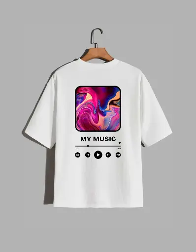 Music Screen Printed Half Selves Cotton T-Shirt, Multi Color Option
