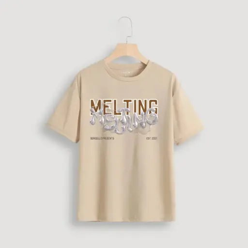 MELTING PRINTED PEACH COTTON T-SHIRT